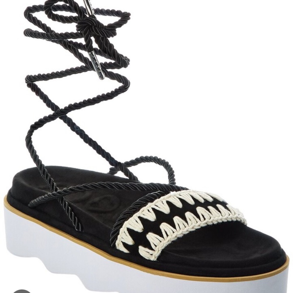 Mou brand platform criss ankle lace up black sz39